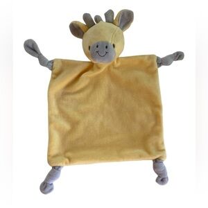 Dan Dee Baby Giraffe Lovey Blanket Rattle Plush Yellow Gray Knotted 8.5"-12"